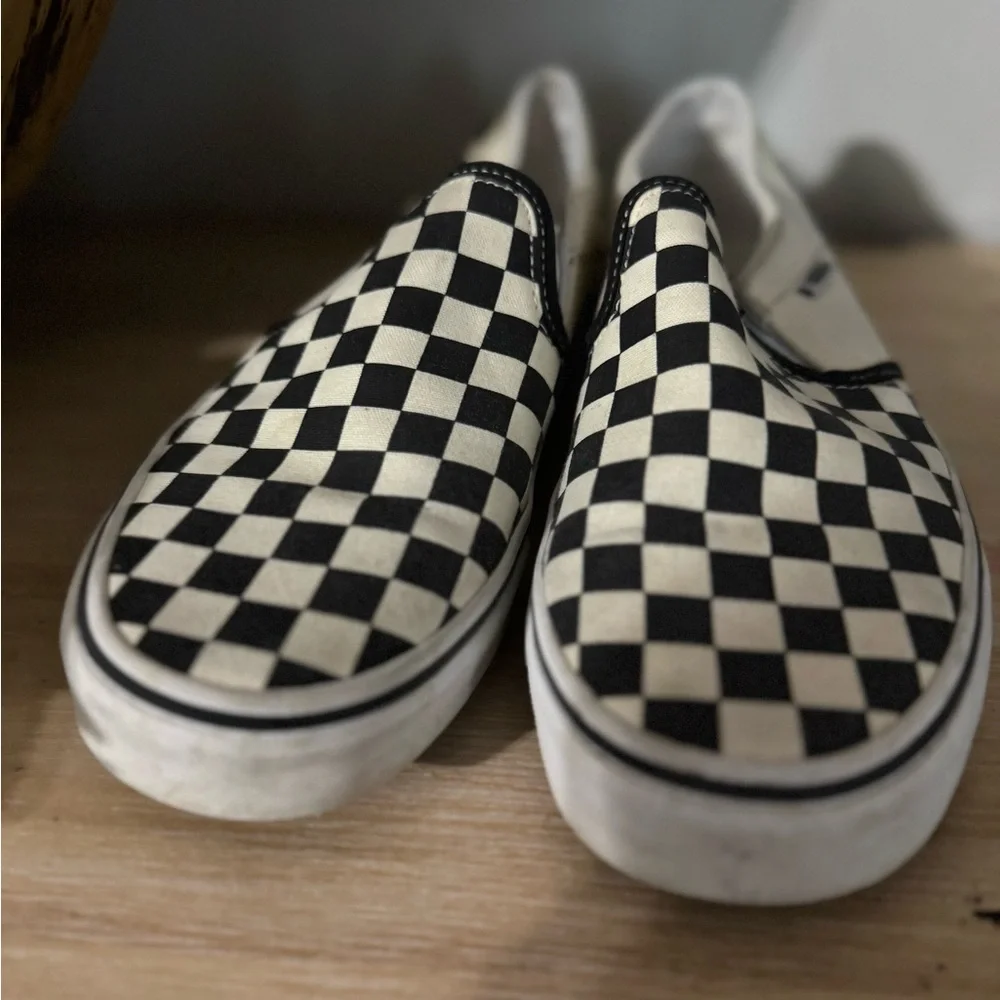 Vans Black and White Checkerboard Slip-Ons - Picture 5 of 7